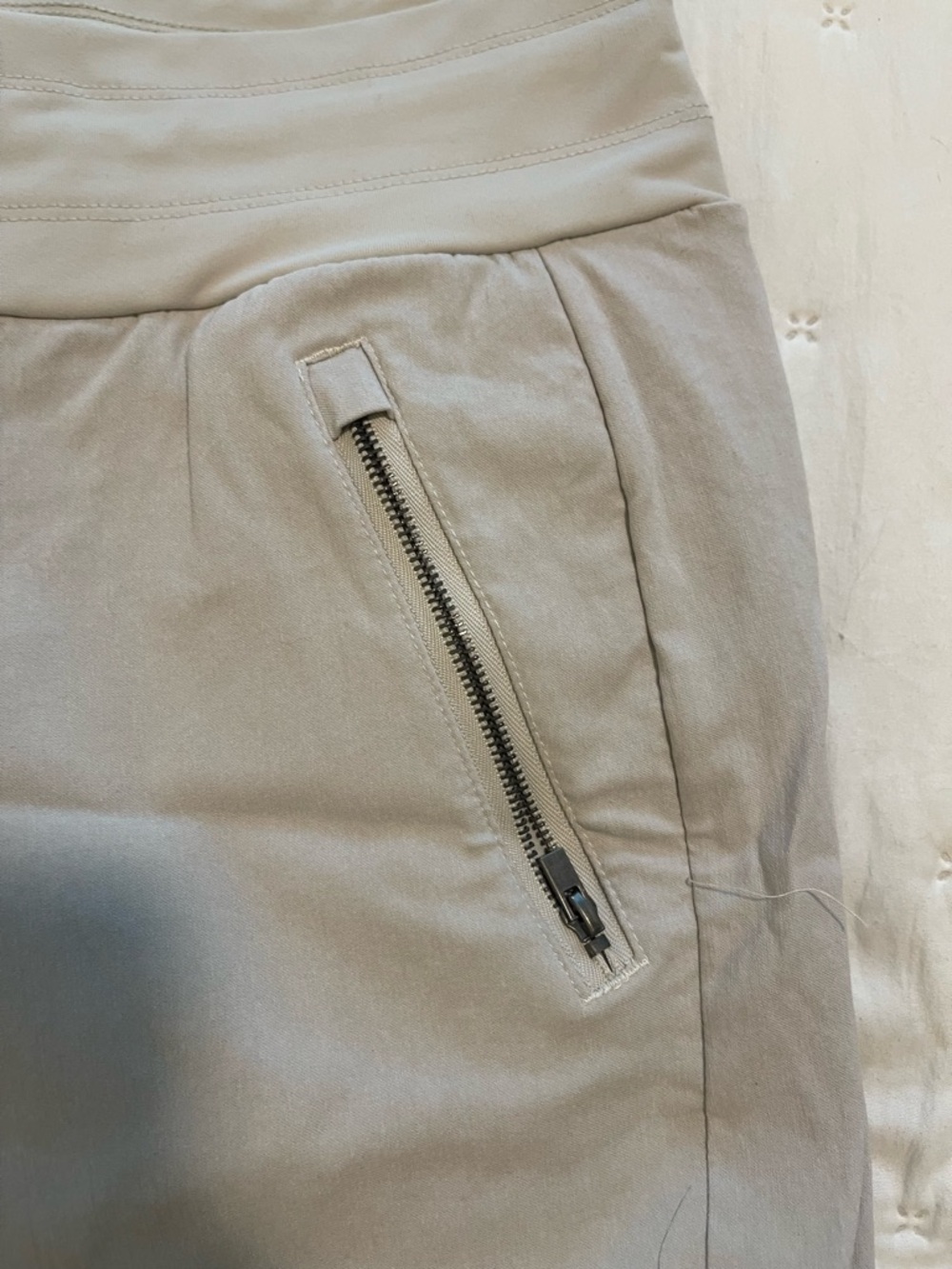 Alpine Swiss Light Beige Stone Colored Women's Jogger Pants with Zipper Pockets - Picture 3 of 5